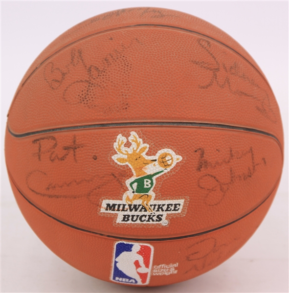 1981-82 Milwaukee Bucks Team Signed Logo Basketball w/ 13 Signatures Including Don Nelson, Sidney Moncrief, Marques Johnson & More (JSA)