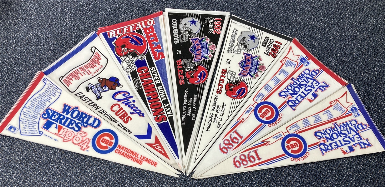 1980s-1990s Chicago Cubs & Super Bowl Pennants (Lot of 200+)