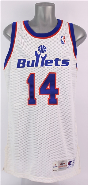 1995-96 Robert Pack Washington Bullets Signed Game Worn Home Jersey (MEARS LOA/JSA)