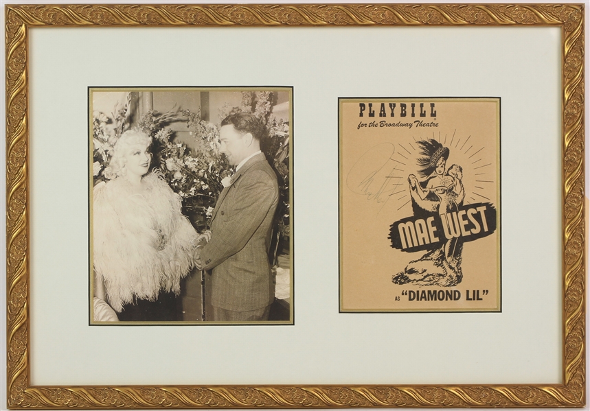1928 Mae West "Diamond Lil" Signed Framed Playbill w/ 8x10 Photo (JSA)