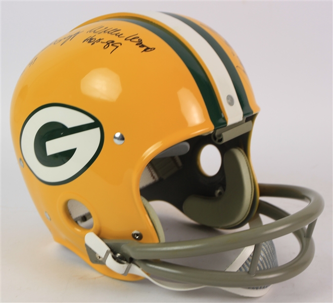 2003 Paul Hornung Jim Taylor Forrest Gregg Willie Wood Green Bay Packers Multi Signed Full Size Throwback Helmet (*PSA/DNA*)