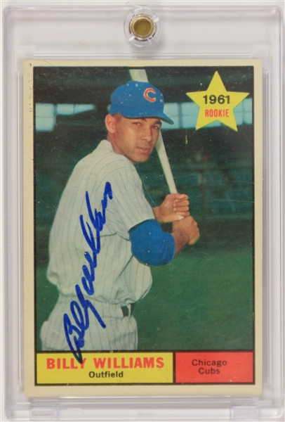 1961 Billy Williams Chicago Cubs Signed Topps Rookie Baseball Trading Card (JSA)