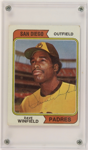 1974 Dave Winfield San Diego Padres Signed Topps Rookie Baseball Trading Card (JSA)