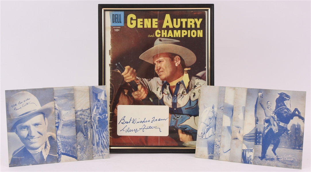 1950s Gene Autry Memorabilia - Lot of 12 w/ Exhibit Cards & Signed Cut (JSA)