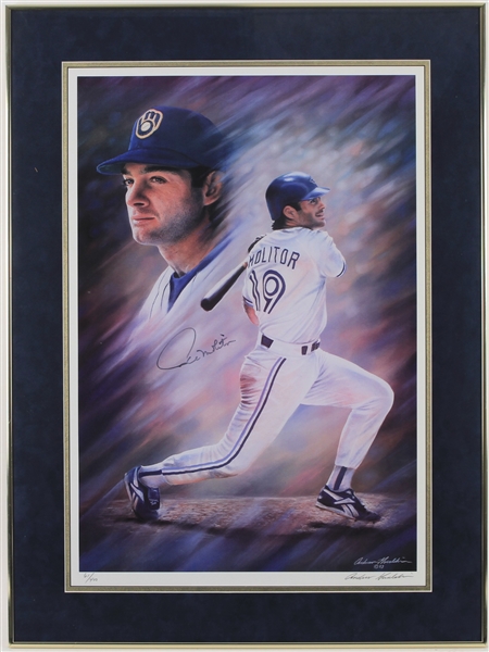 1993 Paul Molitor Milwaukee Brewers Signed 18x26 Framed Lithograph (JSA)