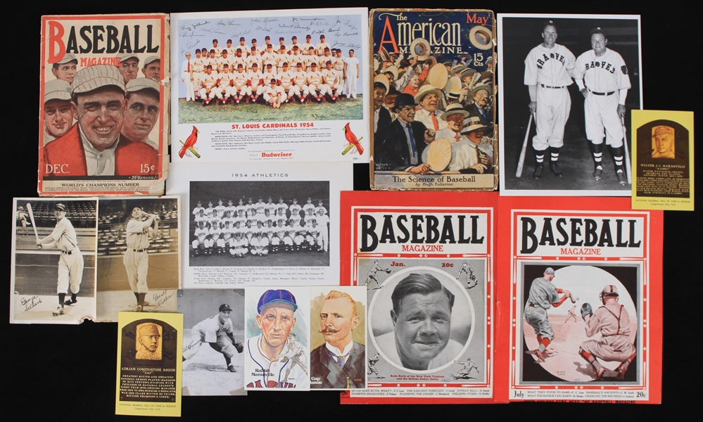 1910s-70s Baseball Memorabilia Collection - Lot of 40+ w/ Photos, Postcards, Exhibit Cards & More