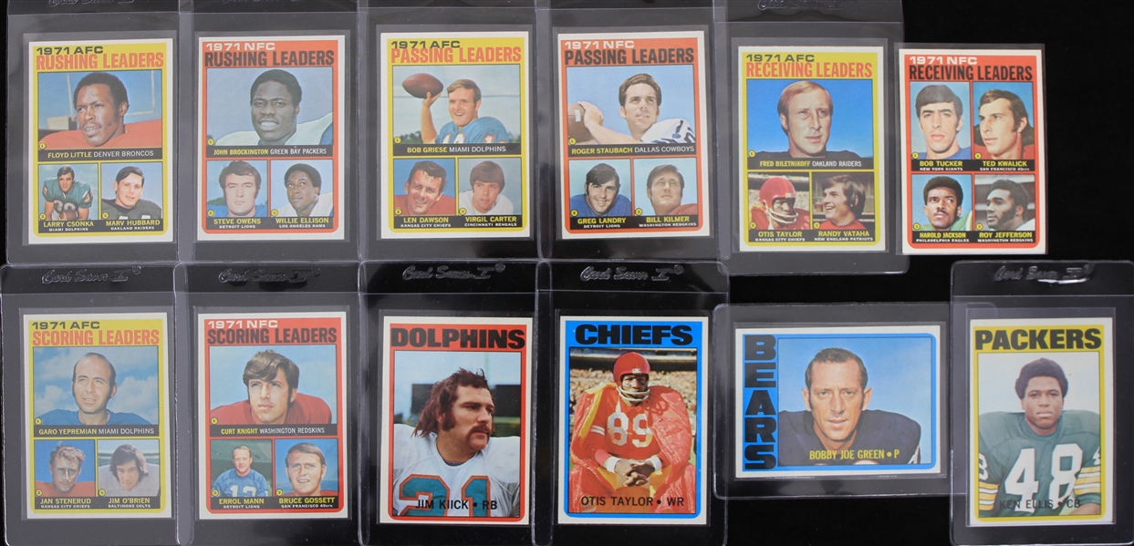 1972 Topps Football Trading Cards - Complete Set of 351 w/ 8 Slabbed Cards