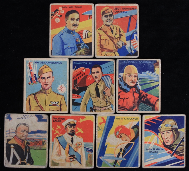 1933-35 National Chicle Sky Birds Trading Cards - Lot of 9