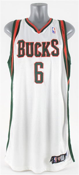 2006-07 Andrew Bogut Milwaukee Bucks Game Worn Home Jersey (MEARS LOA)