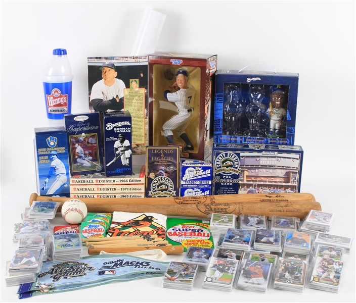 1960s-2000s Baseball Trading Cards, Bobble Heads, Photos, & more (Lot of 300+)