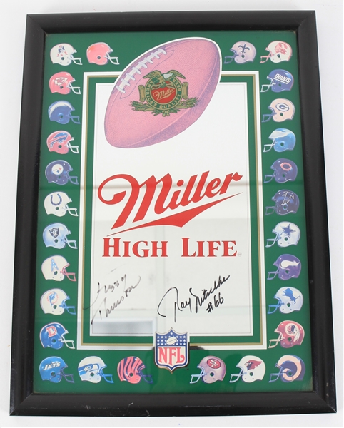1980s Ray Nitschke Fuzzy Thurston Green Bay Packers Signed 15" x 20" Framed Miller High Life Bar Mirror (JSA)