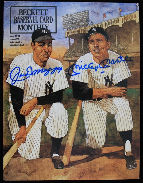 1991 Joe Dimaggio and Mickey Mantle New York Yankees Autographed Beckett Magazine (JSA)