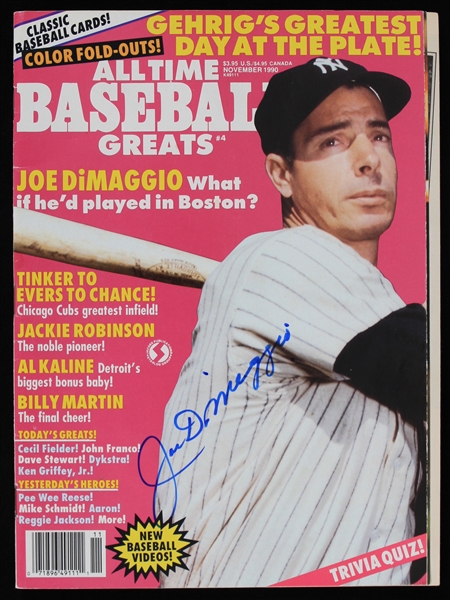 1990 Joe Dimaggio New York Yankees Autograhed Baseball Greats Magazine (JSA)