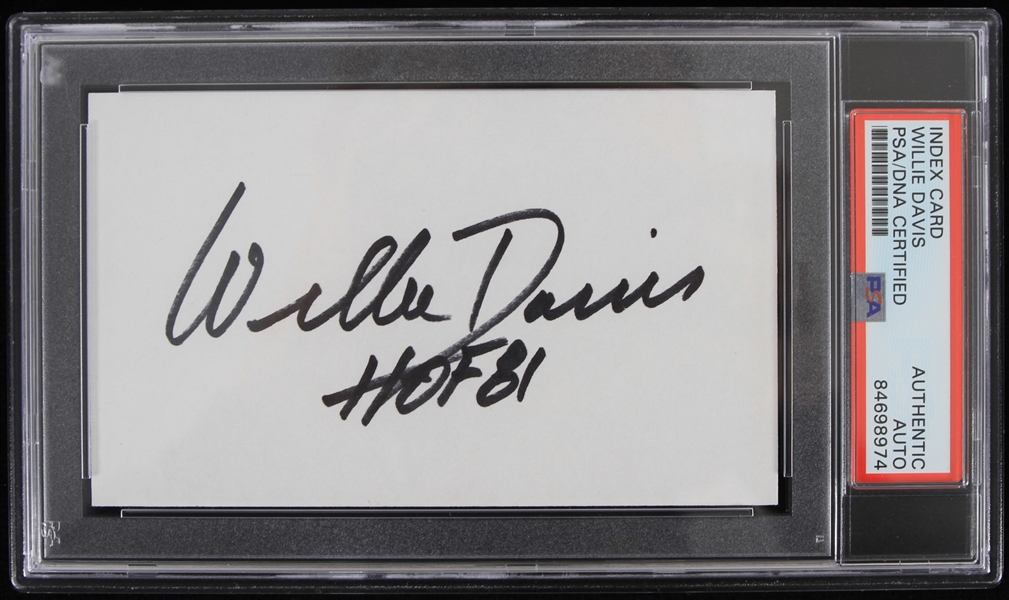 1958-1969 Willie Davis (d.2020) Cleveland Browns and Green Bay Packers Autographed 3x5 Index Card (PSA Slabbed)