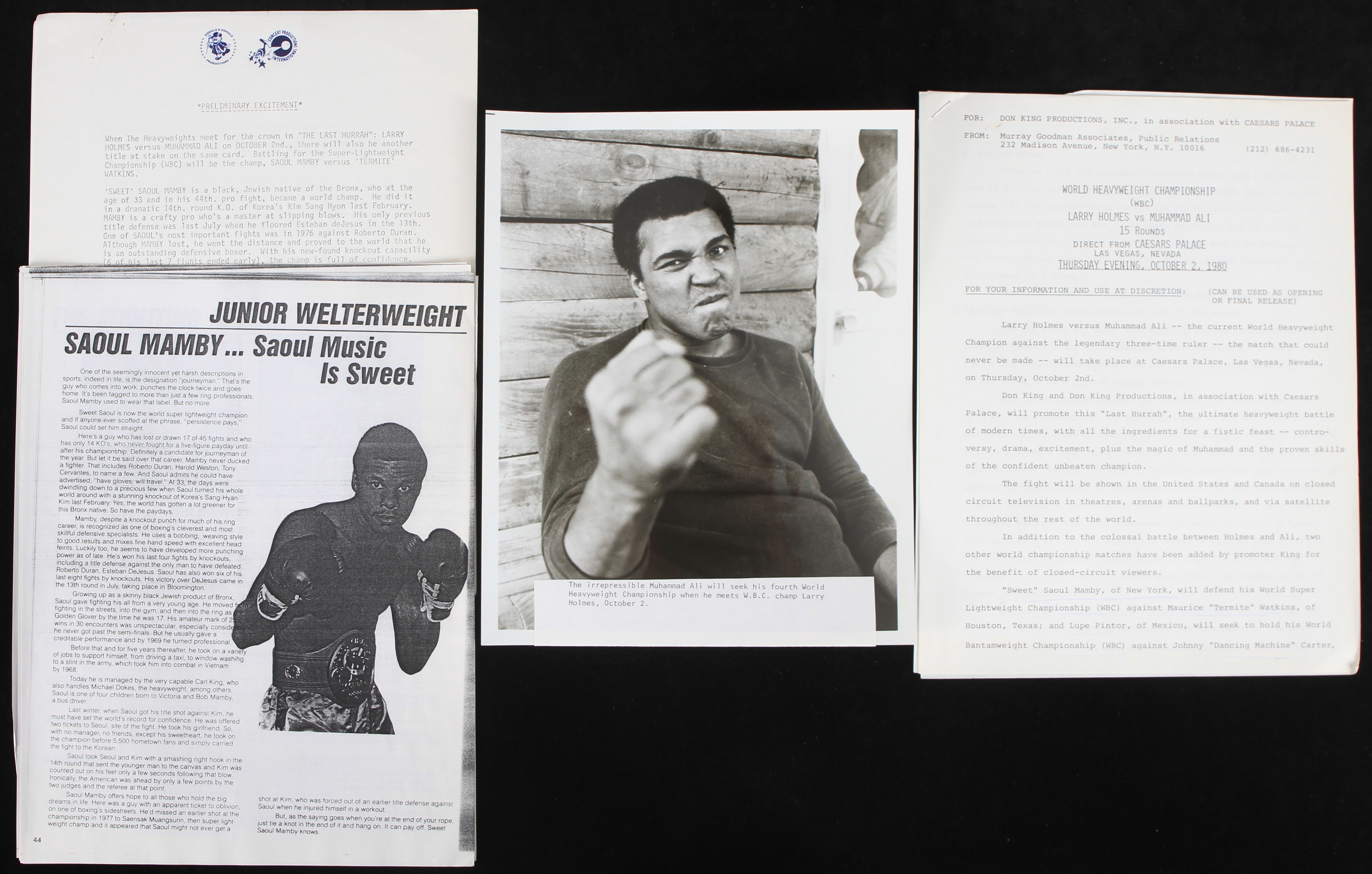 Lot Detail Larry Holmes Vs Muhammad Ali The Last Hurrah Press