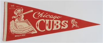1950s Chicago Cubs Wrigley Field 29" Full Size Felt Pennant
