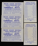 1971 St. Louis Cardinals and New York Mets Spring Training 2"x3" Schedules (Lot of 5)