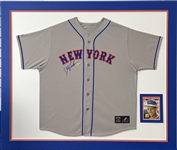 2000s Dwight Gooden New York Mets 40" x 47" Matted Display w/ 1985 Topps 3D Card & Signed Cooperstown Collection Jersey (JSA)