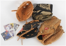 1990s-2020s Derek Jeter New York Yankees Memorabilia - Lot of 14 w/ Trading Cards & Player Endorsed Store Model Baseball Mitts