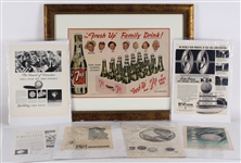 1920s-50s Americana Advertising Collection - Lot of 7 w/ 23" x 30" Framed 7-Up Advert & Six Golf Ads
