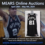 2001-02 Tim Duncan San Antonio Spurs Signed Game Worn Road Jersey (MEARS A10) *JSA Full Letter*