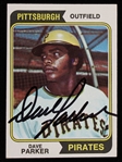 1974 Dave Parker Pittsburgh Pirates Autographed Topps Trading Card #252 (JSA)