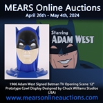 1966 Adam West Signed Batman TV Opening Scene 12" Prototype Cowl Display Designed by Chuck Williams Studios (JSA) 