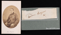 1849-1860 Tom Sayers (d.1865) 2.5"x4" B&W Photo and Cut Autograph (Lot of 2)