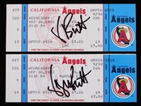 1992 George Brett 3000th Hit Signed Full Ticket Kansas City Royals vs California Angels (JSA)