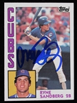 1984 Ryne Sandberg Chicago Cubs Signed Topps Baseball Trading Card *JSA*