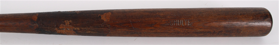 1923 Johnny Schulte H&B Louisville Slugger Professional Model Game Used Bat (MEARS LOA) Sidewritten w/ Mailing Label