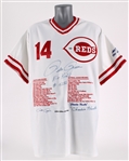 1963-77, 84-86 Pete Rose Cincinnati Reds Autographed STAT Jersey 237/500 (340)