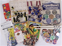 1980s-1990s Superbowl Pinbacks and World Series Memorabilia (Lot of 40+)