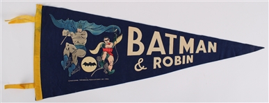 1966 Ultra Rare Batman & Robin Double Sided RMS Sales Co Full Size Pennant 