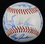 1965 Chicago Cubs Team Signed ONL Giles Baseball w/ 25 Signatures Including Ernie Banks, Ron Santo & More (JSA)