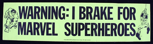 1975 Marvelmania Superheroes 14" Bumper Sticker