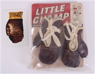 1960s Little Champ MOC Franklin Boxing Gloves + Elvis Presley Muhammad Ali Postcard 