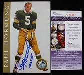 1998 Paul Hornung Green Bay Packers Autographed 4"x6" Hall of Fame Card *JSA*