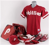 1991 Terry Mulholland Philadelphia Phillies Multi Signed Complete Uniform w/ Batting Practice Jersey, Pants, Shoes, Cap, Equipment Bag & More (MEARS LOA/JSA/Player Letter)