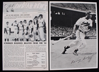 1947-55 Cleveland Indians Memorabilia - Lot of 2 w/ 6.5" x 9" Facsimile Signed Larry Doby Photo & Indian News Issue  