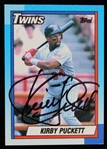 1990 Kirby Puckett Minnesota Twins Singed Topps Baseball Trading Card (JSA)