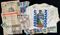 1980s-90s Gorman Thomas Milwaukee Brewers Memorabilia Collection - Lot of 65 w/ Trading Cards, Newspapers, Signed T-Shirt & More