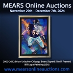 2000-2012 Brian Urlacher Chicago Bears Signed 51x67 Framed Bill Lopa Painting (JSA)