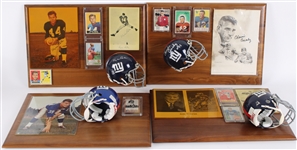 1940s-60s Kyle Rote, Chuck Conerly & more NY Giants Signed Mini Helmet, Photo 14x20 Plaques (Lot of 4)(JSA) 