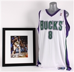 2004-05 Joe Smith Milwaukee Bucks Signed Home Jersey w/ 20" x 24" Framed Photo (MEARS LOA/JSA) 