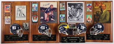 1950-1975 Roosevelt Grier, Ron Johnson & more NY Giants Signed Mini Helmet, Photo 14x20 Plaque (Lot of 4)(JSA) 