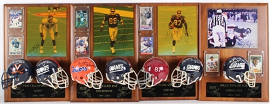 1978-2003 Billy Taylor, Percy Ellsworth & more NY Giants Signed Mini Helmet, Photo 14x20 Plaques (Lot of 4)(JSA)