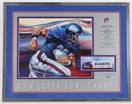 1987 Ottis Anderson NY Giants Signed 23x29 Framed Super Bowl XXI Print (JSA) 