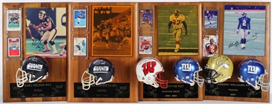 1983-2004 Rodney Williams, Karl Nelson & more NY Giants Signed Mini Helmet, Photo 14x20 Plaques (Lot of 4)(JSA)