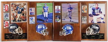 1958-92 Pat Summerall, Jeff Feagles & more NY Giants Signed Mini Helmet, Photo 14x20 Plaques (Lot of 4)(JSA)